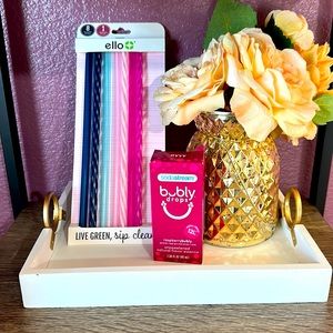 Bundle: soda stream bubbly drops in raspberry & 7pk reusable straws